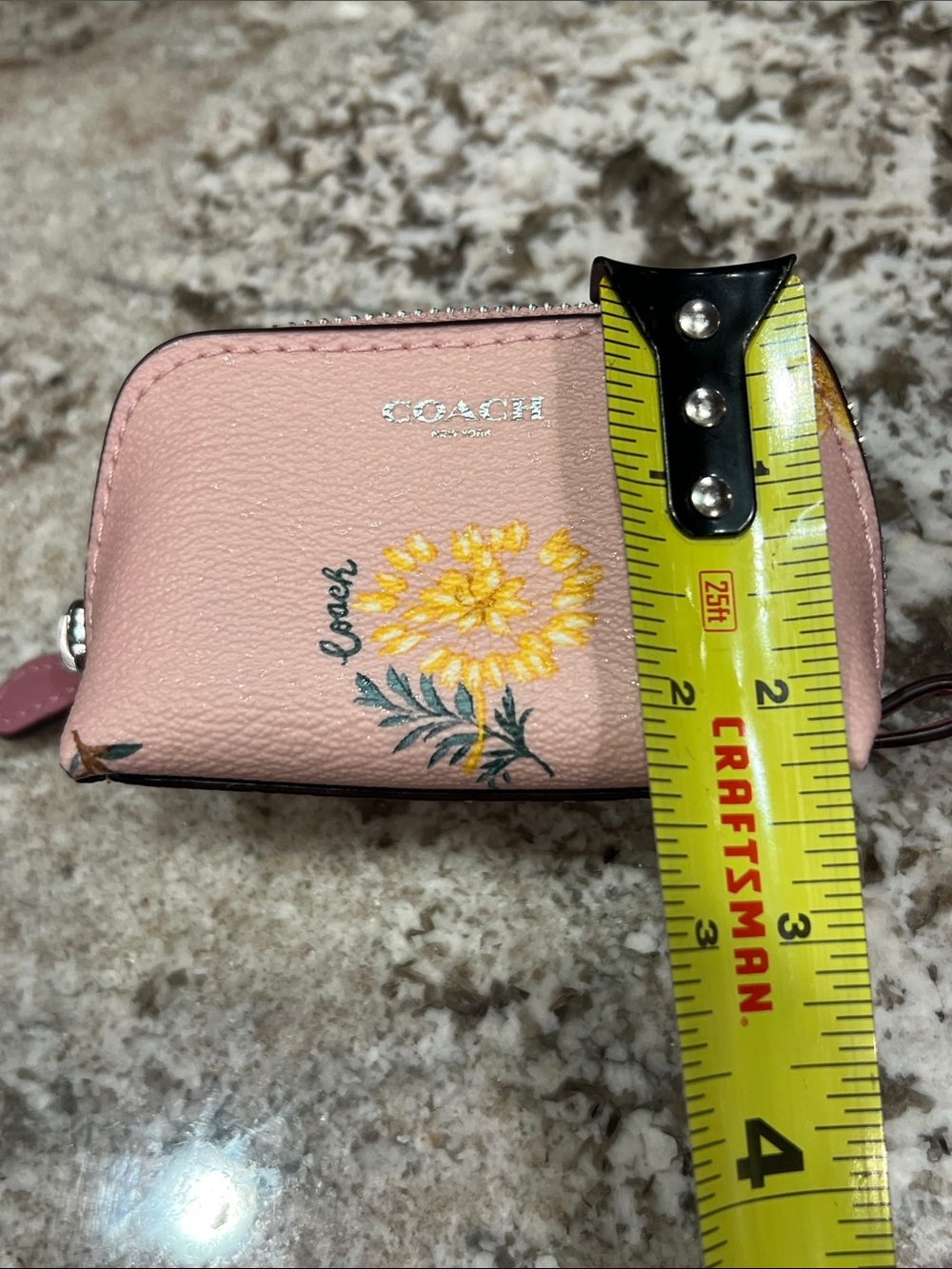 Coach Pink Floral Mini Zip Cosmetic Pouch - Picture 3 of 5